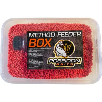 Návnadová surovina Poseidon Baits Method feeder box 1kg + booster Příchuť: Halibut