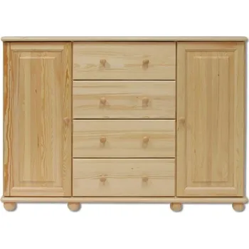 Ložnice Drewmax Komoda KD120, 138x100x47, borovice (Barva dřeva: Přírodní (lakovaná))