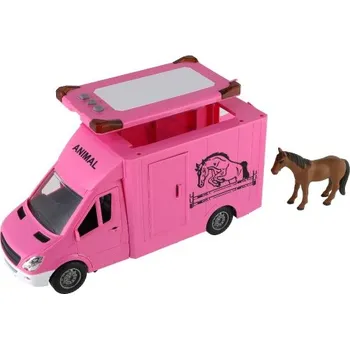 autíčko Teddies Přepravník zvířat s koněm na setrvačník se světlem a zvukem 28 cm