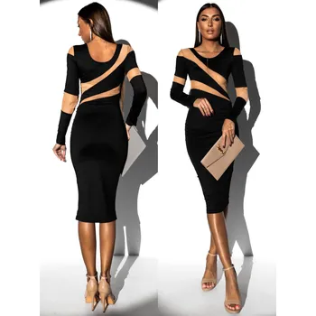 Dámské šaty Černé elegantní šaty MATISE s dlouhým rukávem Velikost: S/M