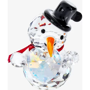 Vánoční dekorace Skleněná figurka Sněhulák se srdcem z českého křišťálu Preciosa