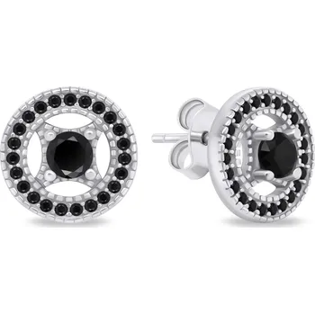 Náušnice Brilio Silver Stříbrné náušnice s černými zirkony EA802WBC + 2 měsíce na vrácení zboží