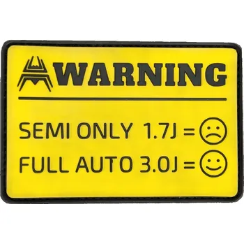 Nášivka ANAREUS ANAREUS VELCRO Warning patch SEMI ONLY / FULL AUTO - Žlutá