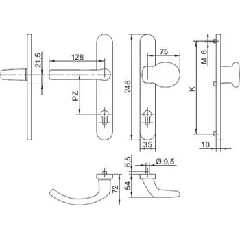 Příslušenství k oknu DAB Trade 35A/2200 G1 kl-kn 216/PZ92/8/TS67-72 RAL9016 bílá