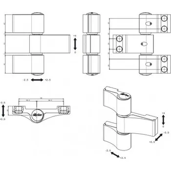 Příslušenství k oknu Dveřní závěs LOIRA+ 3-dílný, rozteč 99mm
