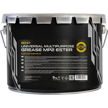 Plastické mazivo Mannol Universal Multipurpose Grease MP2 Ester 8047 - 9kg (Víceúčelové mazivo na bázi vysoce rafinovaných minerálních olejů a zahušťovadla na bázi lithného mýdla)