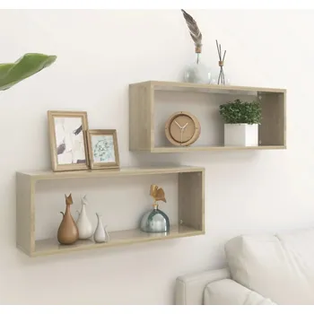 police ZBXL Nástěnné obdélníkové police 2 ks dub sonoma 60x15x23cm kompozit