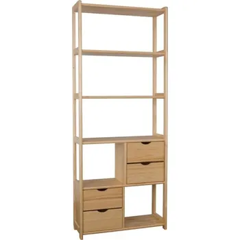 Obývací pokoj Drewmax Regál RG143, 80x200x30, borovice (Barva dřeva: Přírodní (lakovaná))