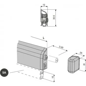 Příslušenství k oknu Padací práh IGLOO DA3062, stříbrný elox