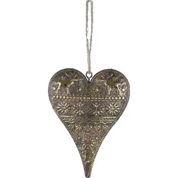Vánoční ozdoba Ozdoba srdce zdobené, zlatá, M|Ego Dekor