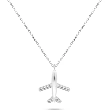 Náhrdelník Brilio Silver Hravý stříbrný náhrdelník Letadlo NCL77W + 2 měsíce na vrácení zboží