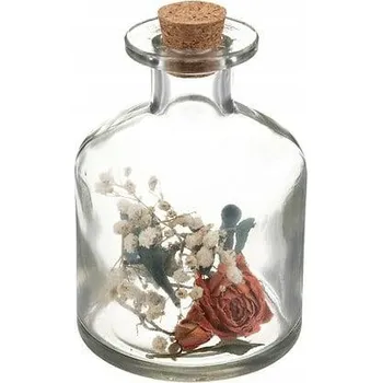 umělá květina Láhev se sušenými květinami 8x11 cm růžová květina