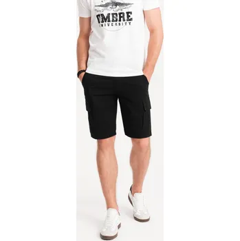 Pánské kraťasy Pánské jednobarevné šortky s cargo kapsami - černé V4 OM-SRCG-0133 - M