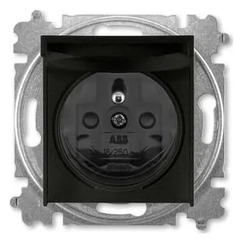 Elektrická zásuvka ABB LEVIT M zásuvka s kolíkem a víčkem černá 6619H-A06397 63 (náhrada 5519)