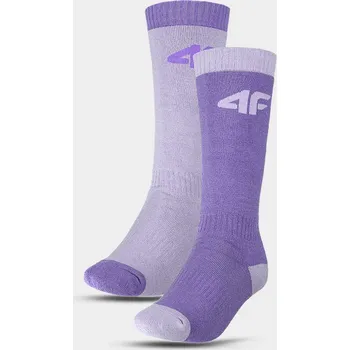 Dětské dívčí lyžařské ponožky 2 páry fialové MULTICOLOUR (90S) 4F Velikost: 35-37