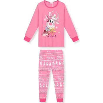 Dívčí pyžamo VÁNOČNÍ PYŽAMO SE SOBEM NOVINKA Barva: Světle růžová, Velikost: 146