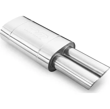 Zadní díl výfuku RM Motors Sportovní výfuk E102, univerzální, eliptický Vstupní průměr: 2x50 mm, Tlumení: Ne