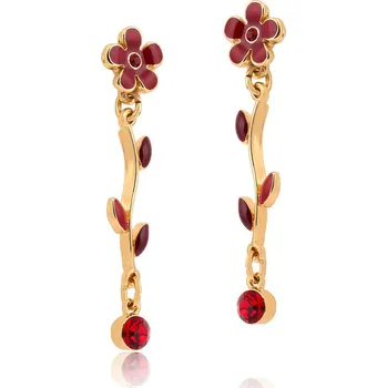 Náušnice Květinové červené náušnice z kolekce Blossom Colibra - pozlacené
