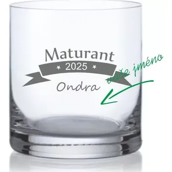 Sklenice Maturitní sklenička na whisky Šerpa 280ml, 1 ks (Do poznámky v nákupním košíku napište požadované jméno a rok)