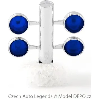 autíčko 2 a 2 Velká přídavná světla o průměru 4,5 mm − pochromovaná / modrá − SESTAVENÁ − CAL 1:43