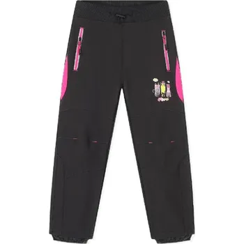 Dívčí kalhoty KUGO SOFTSHELL KALHOTY DÍVČÍ S FLEECEM KOČIČKY Barva: Tmavě šedé, Velikost: 110