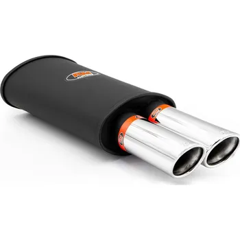 Výfuková trubka RM Motors Sportovní výfuk RM213 se dvěma leštěnými koncovkami KSZP76/76DK Vstupní průměr: 63,5 mm