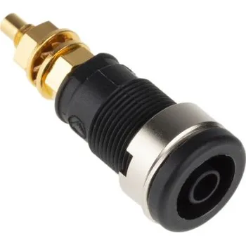 Elektrická zásuvka Banánková zásuvka, 32A, 4 mm, 1000V ac/dc, Černá, Samice, materiál kontaktu: Mosaz, délka: 39mm Zásuvka na banánky