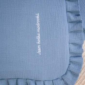 Dětská deka Tulimese Mušelínová deka s volánem Jsem holka modrooká VÝBĚR BARVY/MATERIÁLU: MUŠELÍN MODRÝ