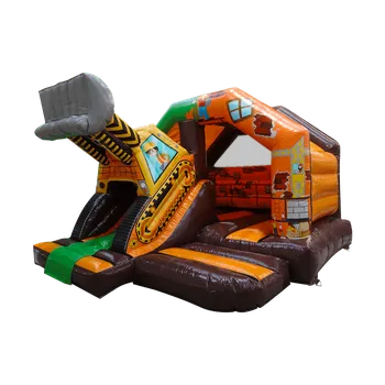 Skákací hrad Skákací Hrad se skluzavkou | EU výroba | 4,6 x 3,7m - 3D | Bagr