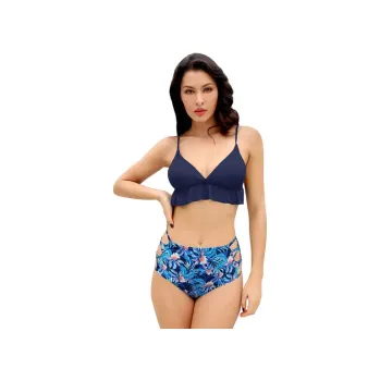 Dámské plavky Dvoudílné plavky s volánkovým vrškem střední, B-námořnická modrá