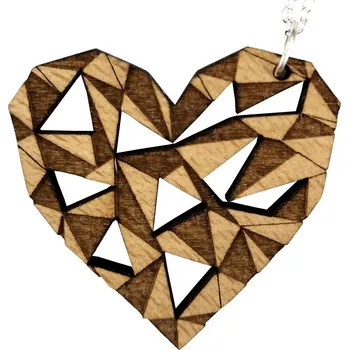 Přívěsek AMADEA Dřevěný přívěsek na krk srdce, 4,5 cm, český výrobek Hnědá