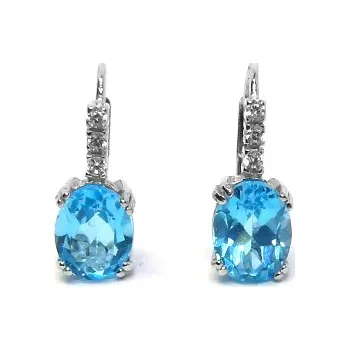 Náušnice Zlaté náušnice přírodní topaz swiss - VE8 - bílé zlato (Zlaté náušnice s topazem)