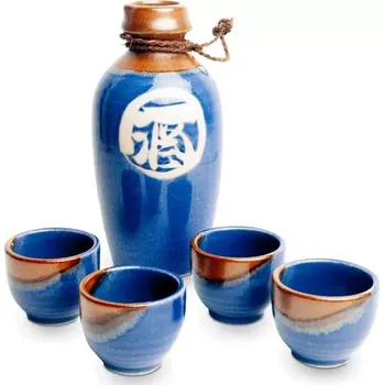 Čajová souprava Made in Japan Japonská Saké souprava - BlueBrown