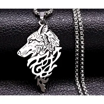 Náhrdelník B-TOP Náhrdelník z nerezové oceli s přívěskem Vlčí hlavy
