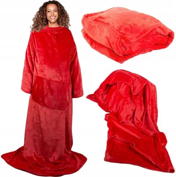 Dortová svíčka dobirkov.cz Deka s rukávy, teplá fleecová mikina, župan, 140x200, červená