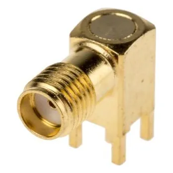 Anténní redukce Konektor SMA, Samice, orientace těla: Pravý úhel, Standardní, 50Ω, Montáž na plošný spoj izolace pájením, přepážka: Ne,