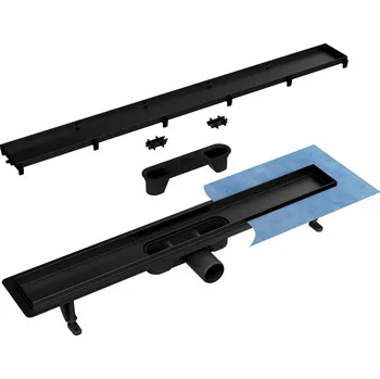 Nerezový sprchový Vogi žlab černý 80 cm včetně roštu