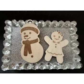 Vánoční dekorace Dřevěný sněhulák a perníček