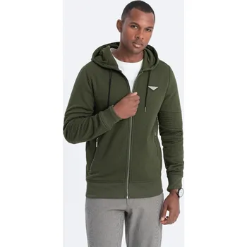Pánská mikina Pánská mikina na zip s kapucí - olivová V1 OM-SSZP-22SS-010 - S