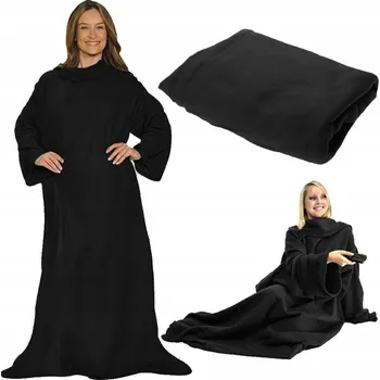 Povlak na dekorativní polštářek dobirkov.cz Deka s rukávy, teplá fleecová mikina, 138 cm x 180 cm, černá