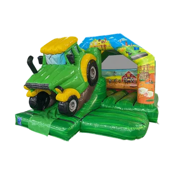 Skákací hrad Skákací Hrad se skluzavkou | EU výroba | 4,6 x 3,7m - 3D | Traktor Farmář