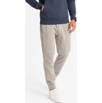 Pánské pletené tepláky se záhyby - popel V1 OM-PAJO-0202 - S