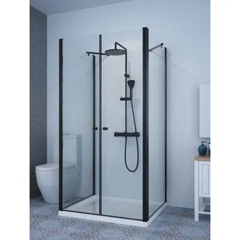 ROSS Sprchový kout nástěnný Komfort Black 90x90x90x190 cm Nadčasový a moderní sprchový kout z kvalitního materiálu