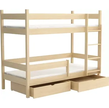 Dětská postel Patrová postel WOOD 002 - 90x200 cm borovice masiv