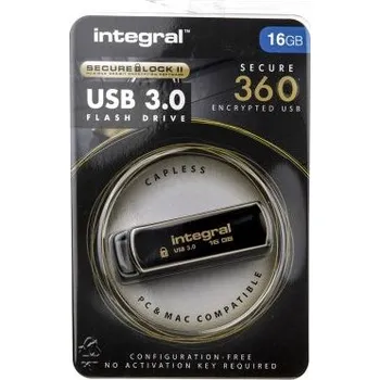 USB flash disk Flash disk se softwarovým šifrováním 16 GB AES-256 USB 3.0 Integral Memory 0 → plus 70°C