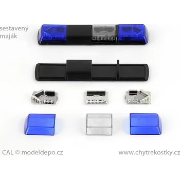 autíčko Výstražný maják Tesla Holomý VSL 012 LV − modrý | čirý | modrý − sestavený − CAL 1:43