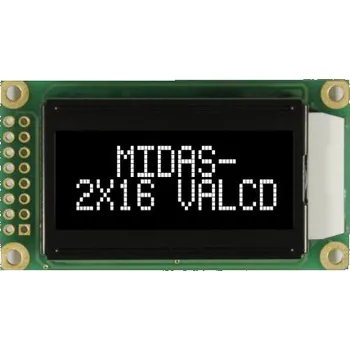 Monochromatický LCD displej, řada: MC20805 Alfanumerické, podsvícení LED, Přenosový, Midas