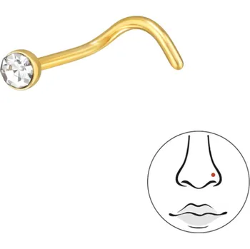 Piercing For Silver Titanový piercing do nosu kroužek s křišťálem Druh barvy: Zlatá
