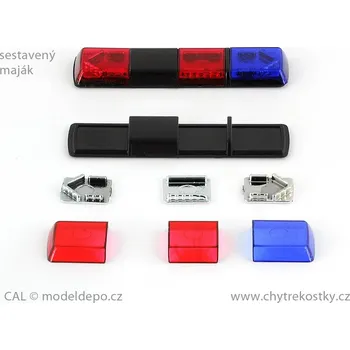 autíčko Výstražný maják Tesla Holomý VSL 012 LV − červený | červený | modrý − sestavený − CAL 1:43
