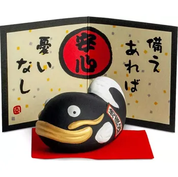 Made in Japan Japonská rybka štěstí - pulec - černá 8,5cm